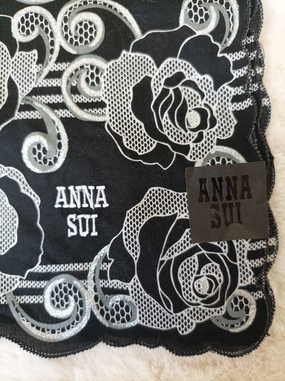 ANNA SUI Vintage Handkerchief - Cotton Floral Pri… - image 1