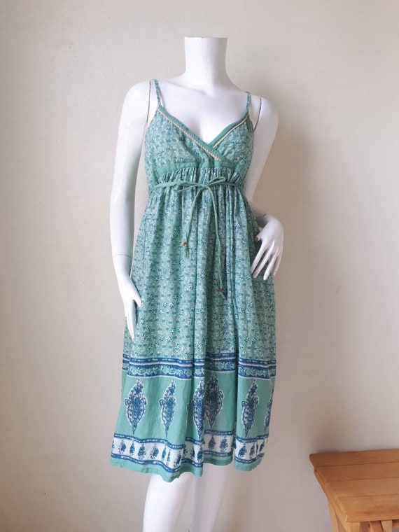 70s - 80s Boho Cami Dress - Spaghetti Strap India… - image 7