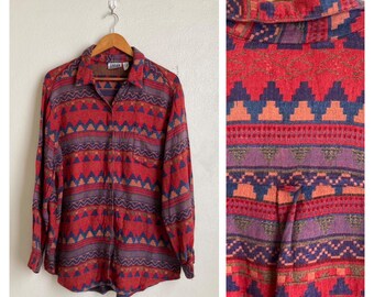 ジャケット・アウター 80s 90s CHICO'S native pattern coverall 80s 90s CHICO'S native pattern coverall Vintage 90s Print Sz