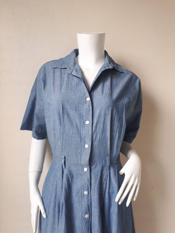 Vintage 1980s Norma Kamali Shirt Dress Size Medium - image 3