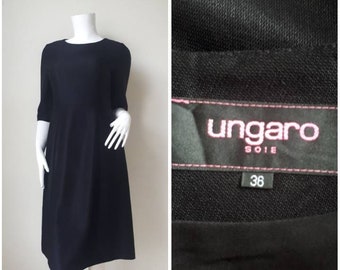 Ungaro Soie 1990s Black Dress Vintage Designer dress Size 36 ( S )