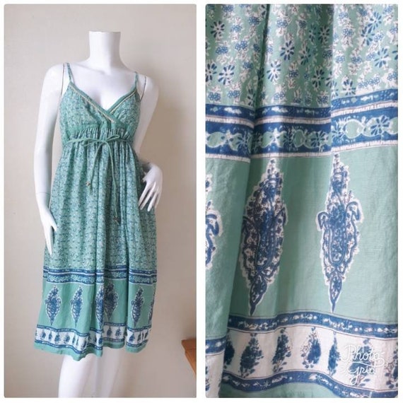 70s - 80s Boho Cami Dress - Spaghetti Strap India… - image 1