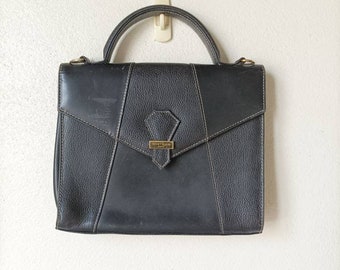 Vintage COURREGES pequeño bolso Negro, cuero