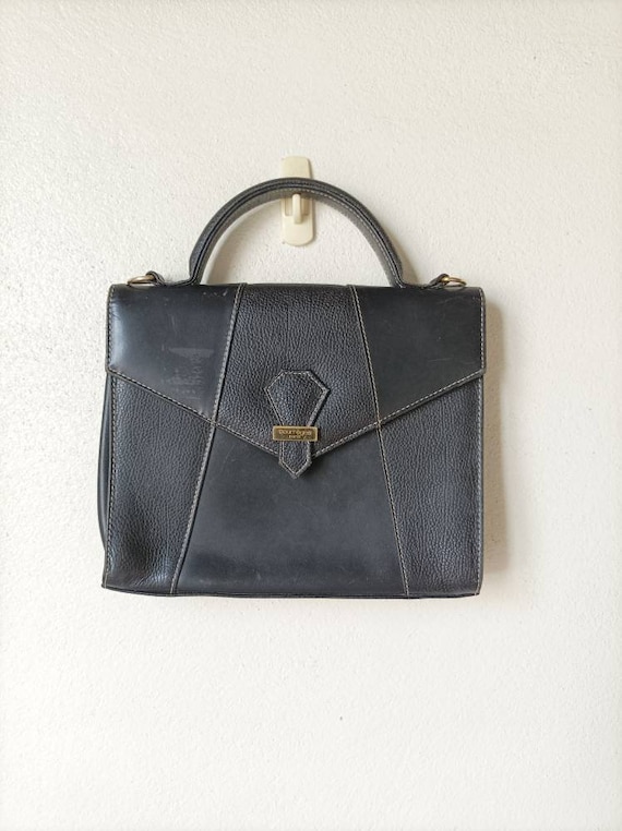 Vintage COURREGES small Black handbag, leather
