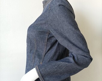HIROKO KOSHINO - 2000s Archive Fitted Denim Jacket Size 9 Japan