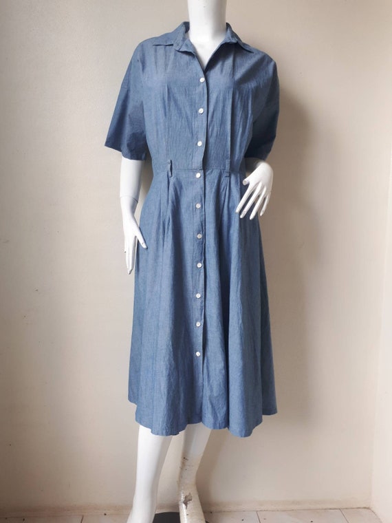 Vintage 1980s Norma Kamali Shirt Dress Size Medium - image 2