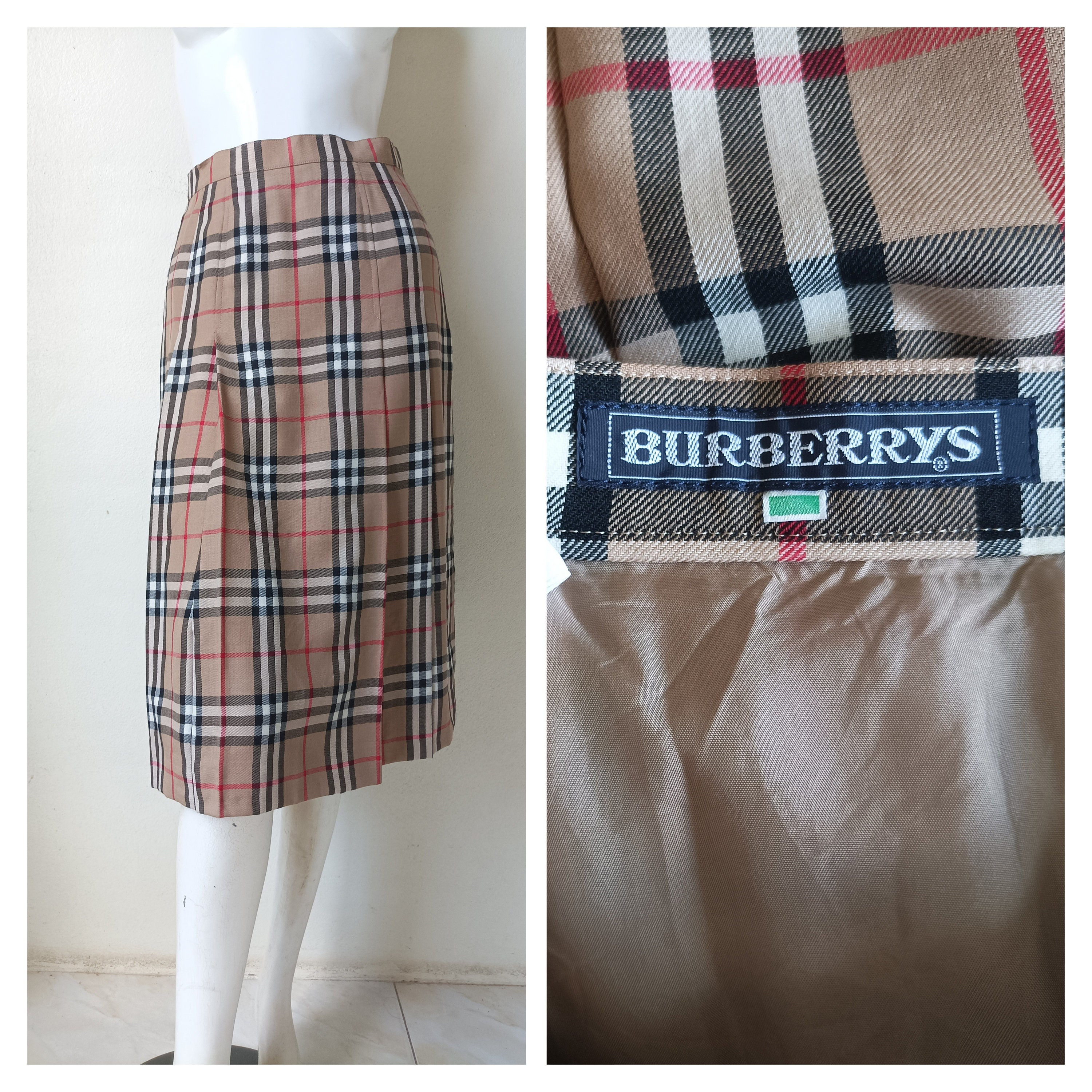 Rare Vintage 90s Burberrys Burberry Nova Check Midi Skirt Rare Vintage 90s Burberrys Burberry Nova Check Midi Skirt