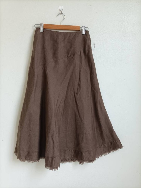 Vintage Eddie Bauer A Skirt / Brown Linen Skirt S… - image 2