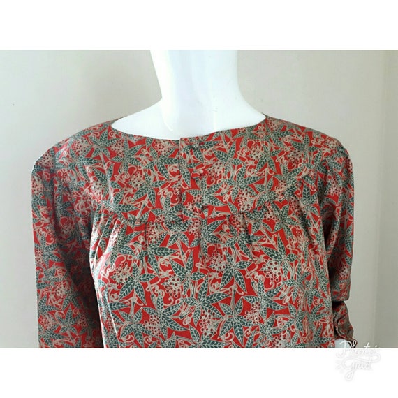 Vintage 80s Silk Dress / 1980s Sheer Silk Floral … - image 9