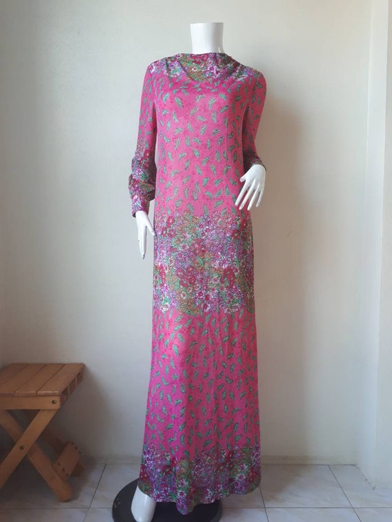 Vintage 70s  See Through Boho Floral Dress, Maxi … - image 3