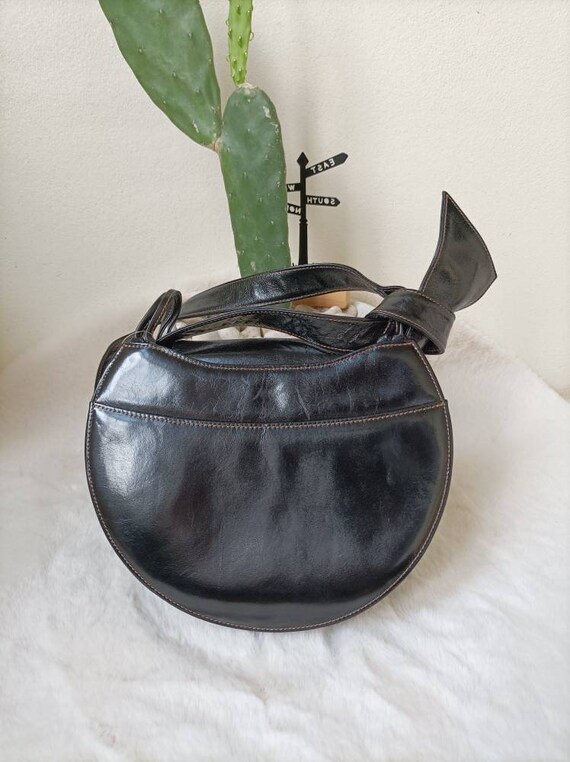 Vintage MOTOMACHI KITAMURA Japan Black Leather Should… Gem