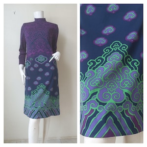 Vintage Print Midi Dress / Size 38