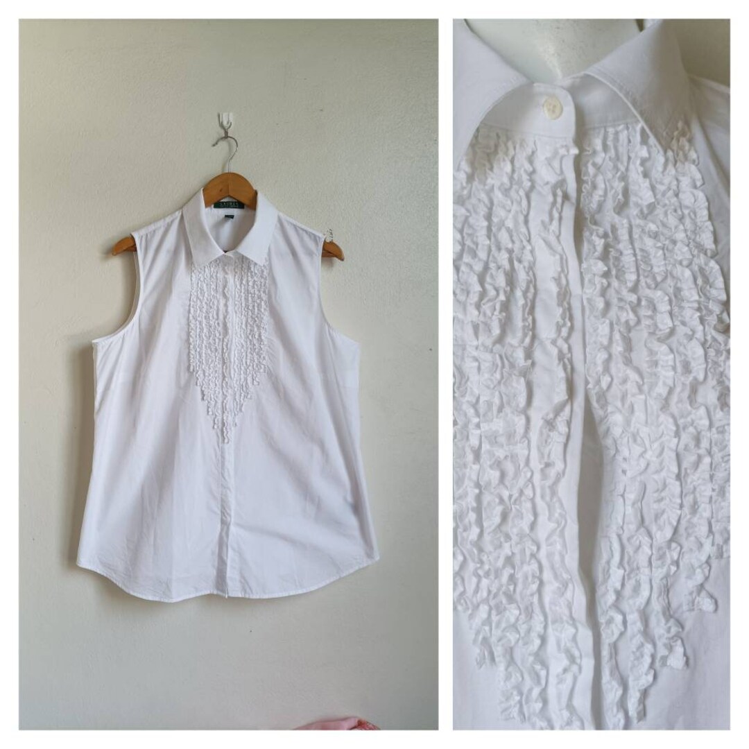 Ralph Lauren White Cotton Blouse Size 16W - Etsy Hong Kong