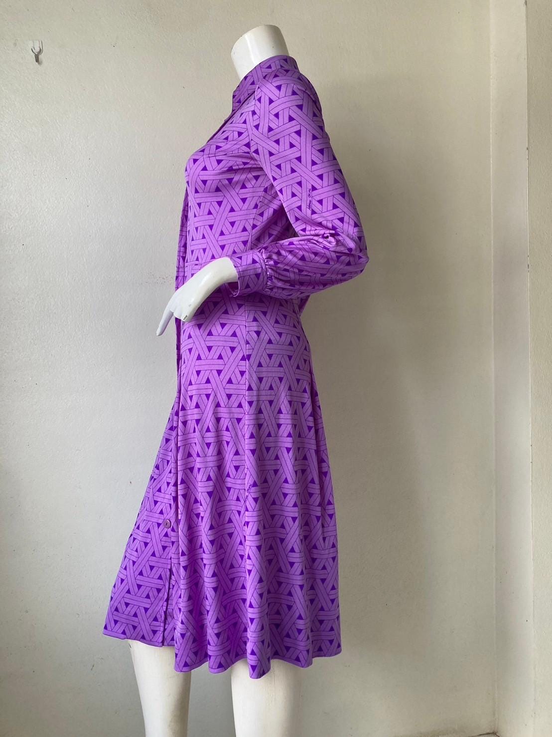70s Vivid Hanae Mori Ban-lon Print Shirt Dress,button up