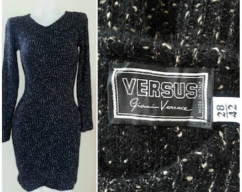 Versus Gianni Versace Body Con Wool Knit Dress Size 28/42