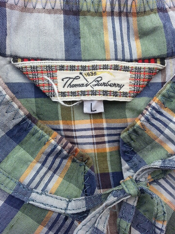 Thomas Burberry Silk Plaid Shirt Size Large. - image 2
