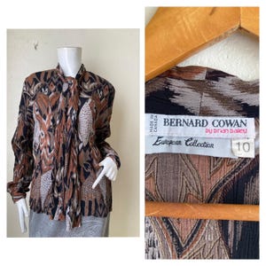 Vintage Bernard Ciwan Print rayon Blouse// Size 10 made in Canada