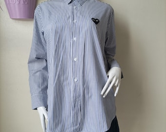 Camisa de mujer COMME des GARCONS / Camisa de algodón blanca y azul Talla M