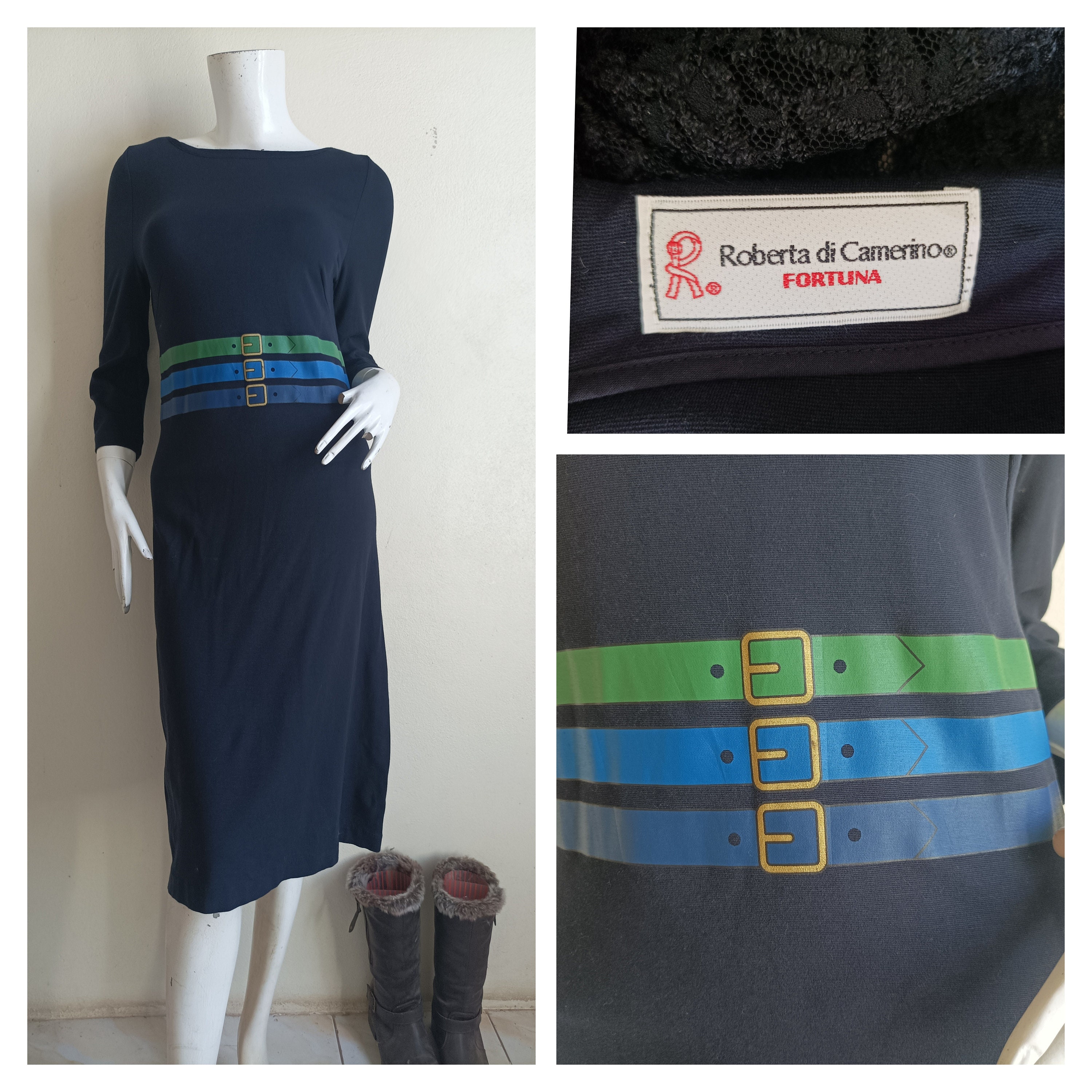 Vintage Roberta Di Camerino Designer Cotton Dress - Size 7 ( XS
