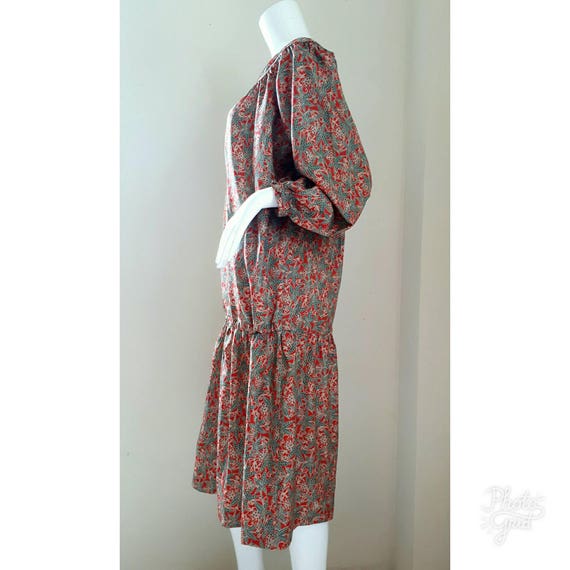 Vintage 80s Silk Dress / 1980s Sheer Silk Floral … - image 6