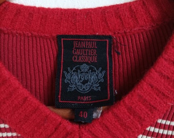 JEAN PAUL GAULTIER CLASSLQUE ニットジャケット 40 Jean-paul GAULTIER CLASSIQUE Striped Rib Knit Sweater Size 40 - Etsy
