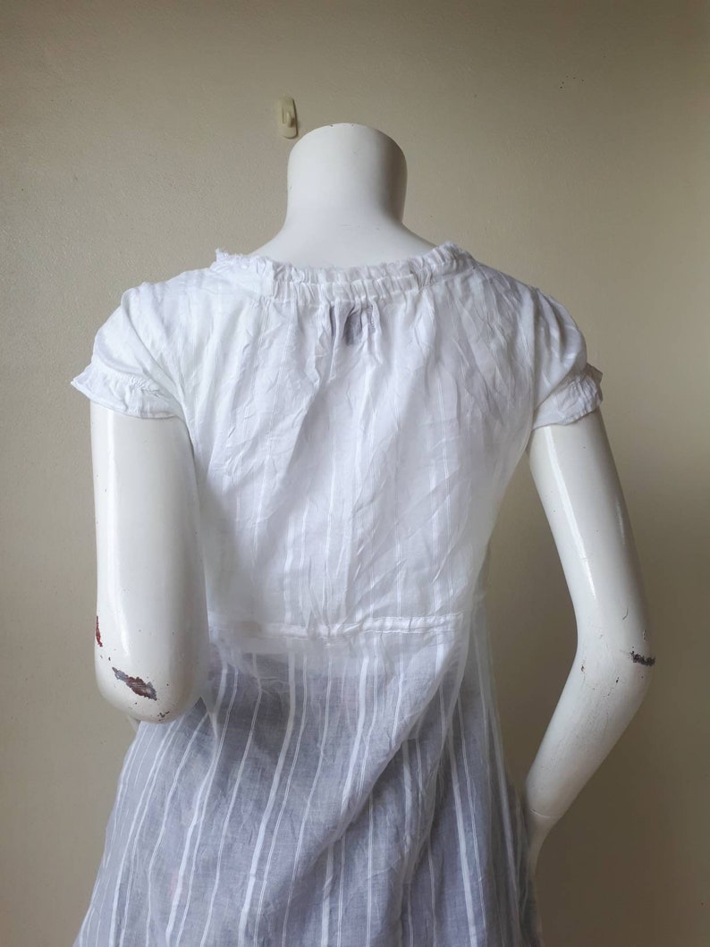 Vtg 70s cotton ethnic indian bohemian peasant mini dress size L image 8
