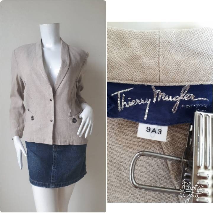 ティエリーミュグレーの麻のジャケット ヴィンテージ ティエリーミュグレー ブレザー / リネンジャケット