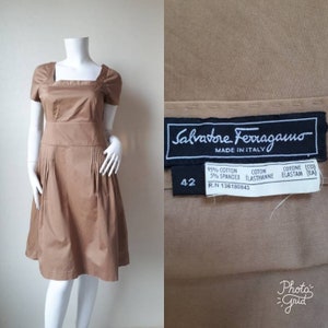Vintage Brown Cotton Mini Dress Size 42 will fit Medium