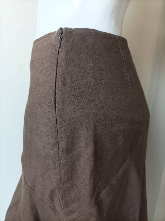 Vintage Eddie Bauer A Skirt / Brown Linen Skirt S… - image 9