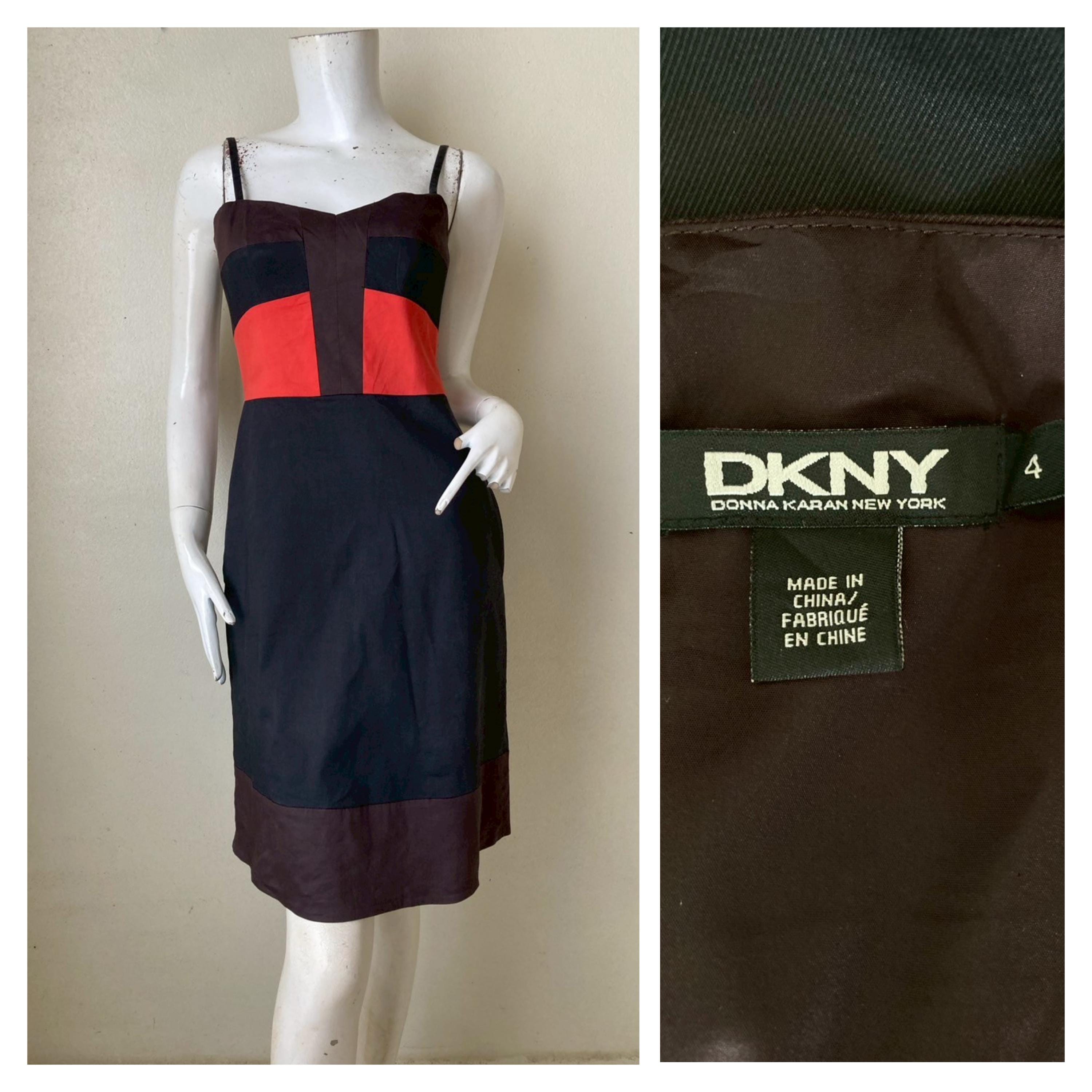Robe DKNY Noire à Volants Pour Fille - Taille Medium, Manches Courtes, Genou