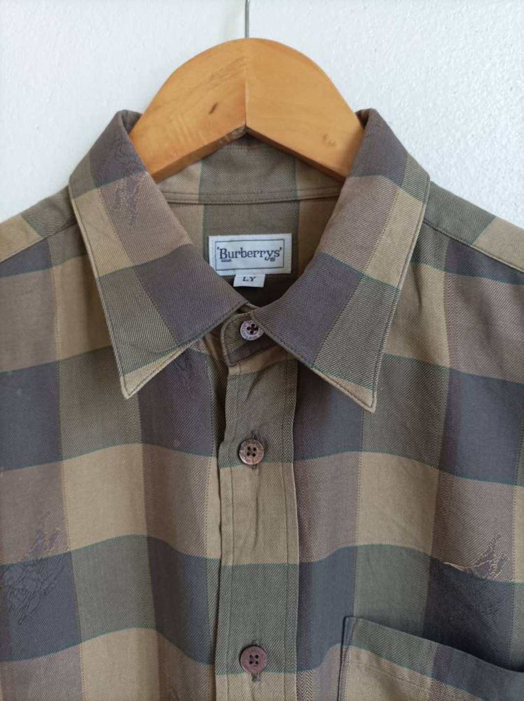 90s Burberry Nova Check Pattern long sleeve button up shirt