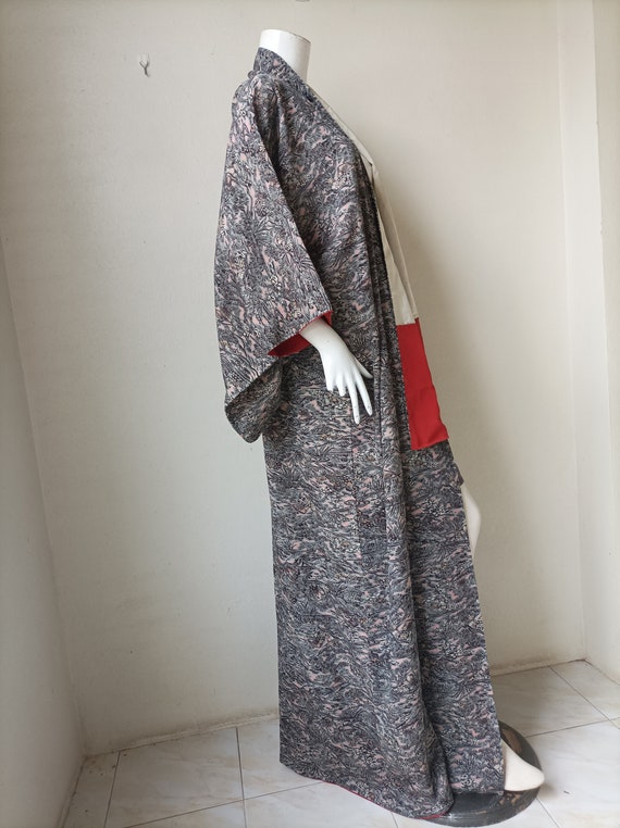 Vintage kimono Robe, Meisen, Japanese Kimono Robe View 3