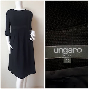 Ungaro Soie 1990s Black Dress Vintage Designer Size 42 (L)