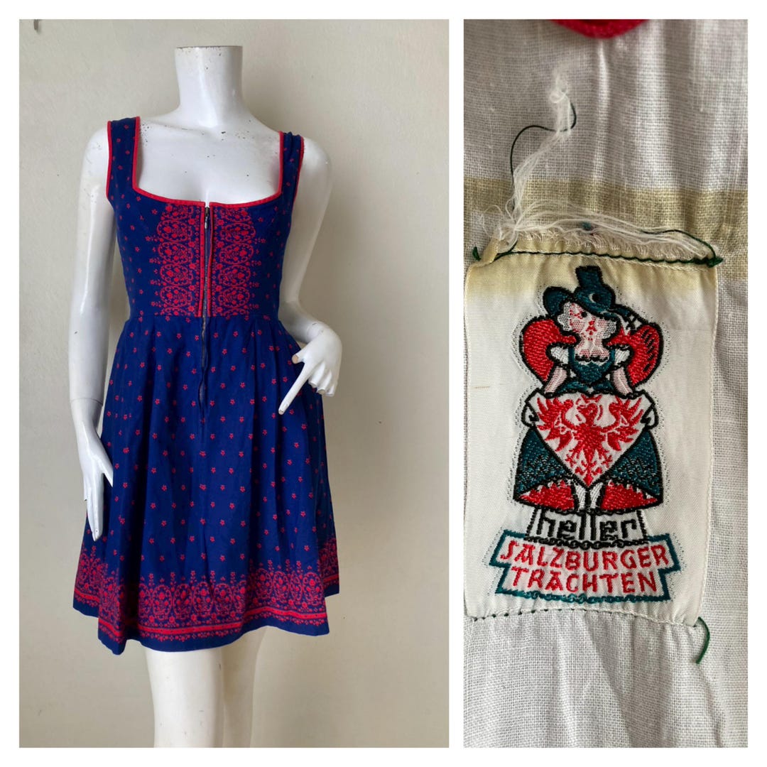 Austrian Patterns Retro Austrian Vintage Salzburger Dirndl Trachten Dress With Balconet Bodice ...