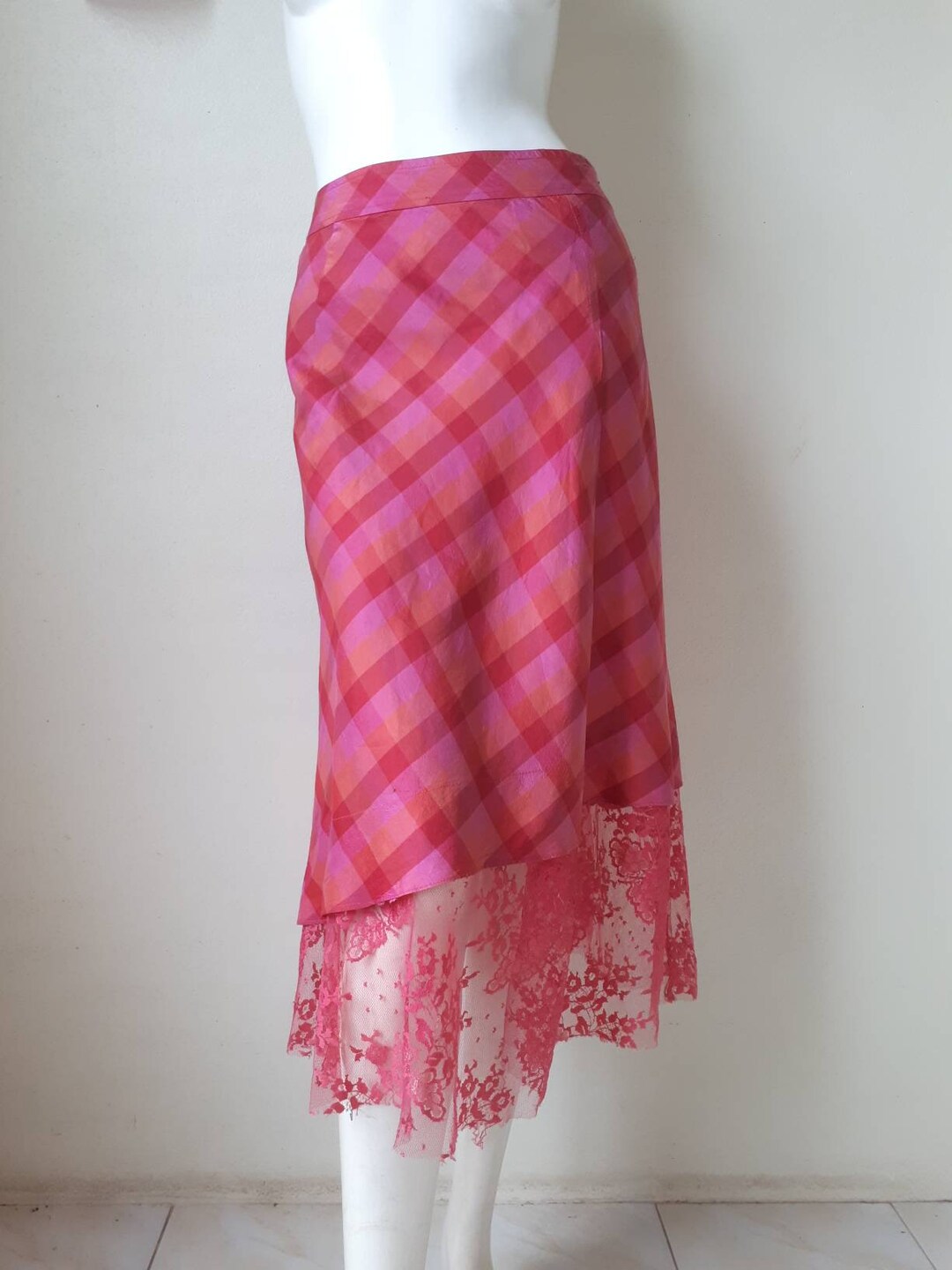 Vintage Silk Skirt Vintage 80s Skirt M Waist 28 Etsy