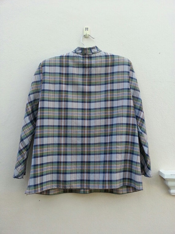 Thomas Burberry Silk Plaid Shirt Size Large. - image 4