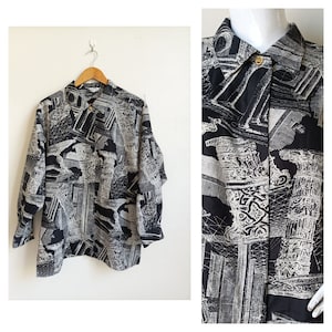 Vintage Women&#39;s Print Top Blouse Size 15AR will fit XL