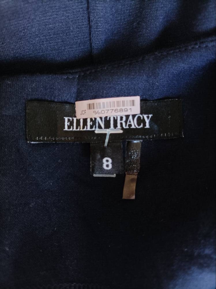 Robe Crayon Noire Créateur Ellen Tracy Taille UK 8 - Avec Volants, Stretch, Occasion Très Bon état