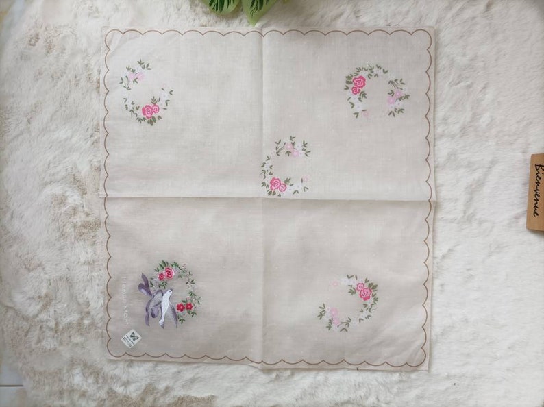 Hanae Mori Handkerchief Cotton Vintage Pocket Square Scarf image 6