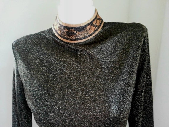 Vintage 60s 70s LEONARD PARIS Metallic Dress ~Lon… - image 5