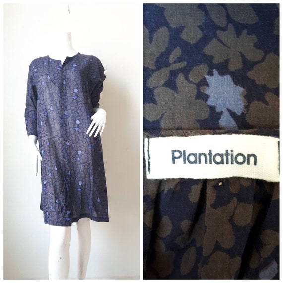 Issey Miyake Plantation Dress Cotton print floral… - image 1