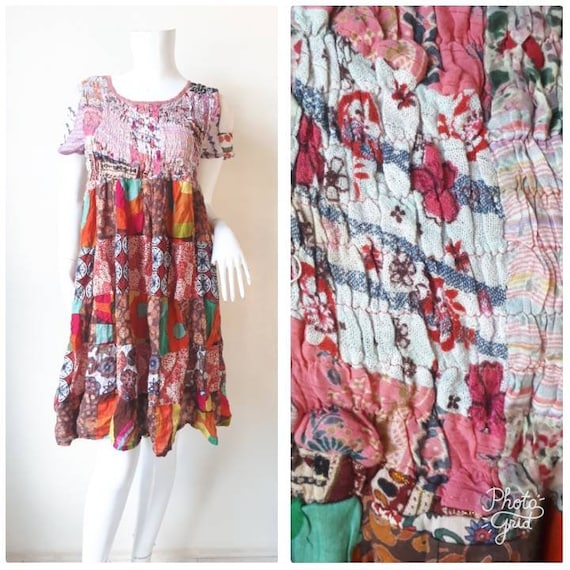 70s Vintage Indian Cotton Gypsy Gauze Festival Hip