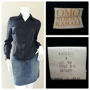 Vintage Omo Norma Kamali Satin Shirt Size 9 Medium
