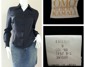 Vintage Omo Norma Kamali Satin Shirt Size 9 Medium