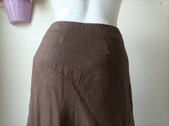 Vintage Eddie Bauer A Skirt / Brown Linen Skirt S… - image 7