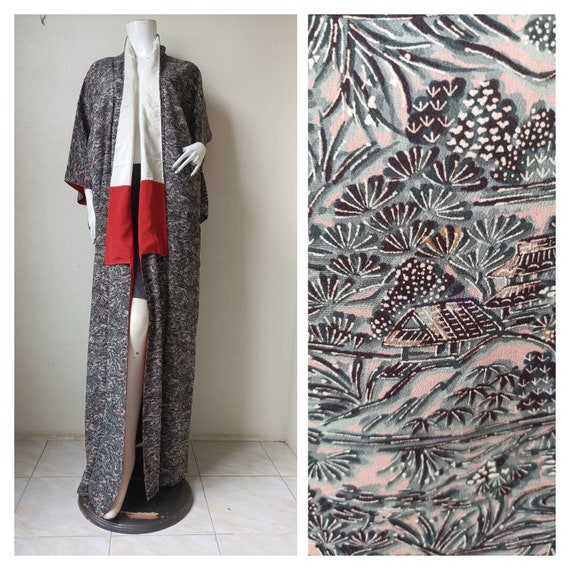 Vintage kimono Robe, Meisen, Japanese Kimono Robe