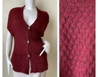 Cárdigan sin mangas de lana de alpaca peruana vintage con un impresionante diseño peruano.