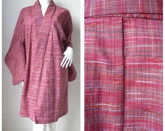 Vintage Japanese Woman's Jacket,  Cotton Red Kimono