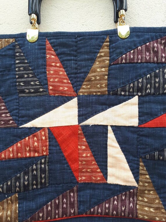 Vintage cotton patchwork handbag.  - image 3