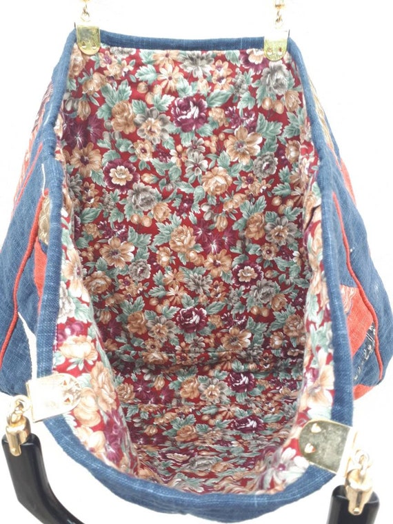 Vintage cotton patchwork handbag.  - image 2